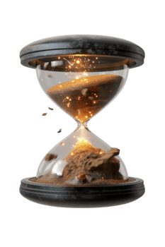 Captivating Hourglass Displaying Shimmering Sands and Magical Sparkles in a Modern Black Frame png