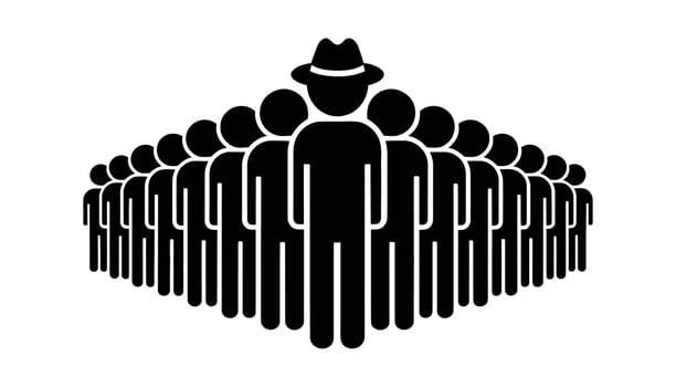 Crowd Leader Icon, Person with Hat among Group of Figures vector