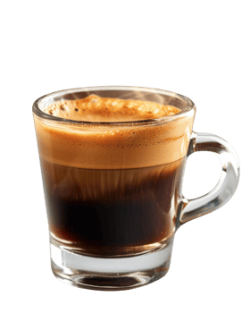 Close-Up of Freshly Brewed Espresso Coffee in Glass Cup with Rich Crema on Top Capturing the Essence of Italian Coffee Culture png