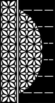 Decorative Black and White Panel with Floral and Geometric Patterns vector