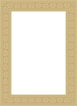 square gold ancient Russian ornament. Slavic rectangle, border, frame. Paint of royal chambers. vector