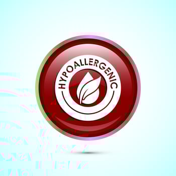 Hypoallergenic tested icon design illustration. Cosmetic certification label, Hypoallergenic icon sign, Red color round button design vector