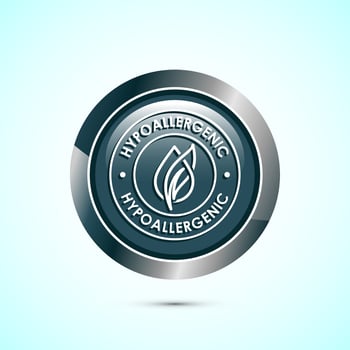 Hypoallergenic tested icon design illustration. Cosmetic certification label, Hypoallergenic icon sign, Gray color round button design vector
