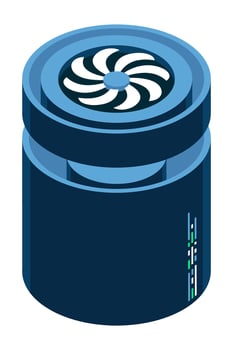 Isometric cloud database. Cloud computing and file cloud storage. Modern technology. Isometric technology, vector