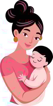 mother holding a baby vector