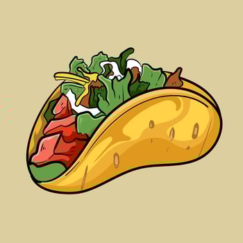 Grilled beef taco Mexican tacos with ground beef, cheese, and lettuce vector