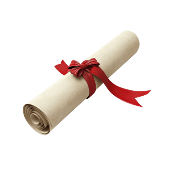 Rolled Certificate 3D Render on transparent Background. png