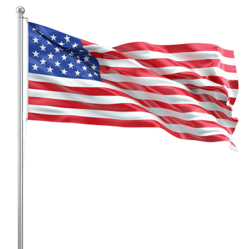 A digitally rendered American flag waving proudly on a flagpole png