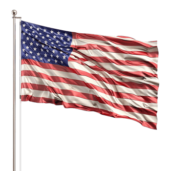 A majestic view of the American flag waving proudly in the wind, showcasing its vibrant colors and intricate details png