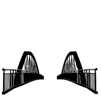 Dramatic Black Bridge Silhouette on transparent Background. png