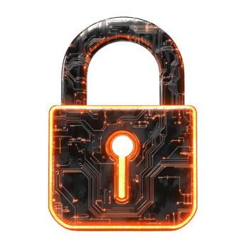 Secure Digital Padlock Key Concept on transparent Background. png