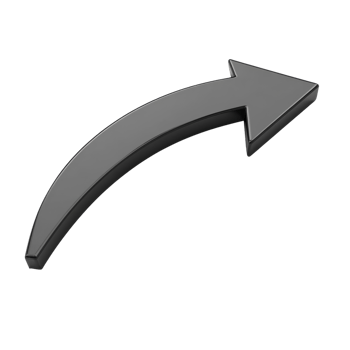 Curved Black Arrow Directional Sign on transparent Background. png