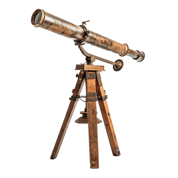 A Antique Brass and Wooden Terrestrial Telescope on Tripod Stand png