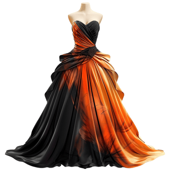 Elegant Black and Orange Ball Gown Stunning Formal Dress for Special Occasions png