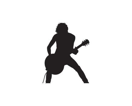 Musician Silhouette with Guitar Live Performance vector
