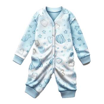 Adorable Baby Boy's Light Blue Sleepsuit with Cute Cartoon Print png