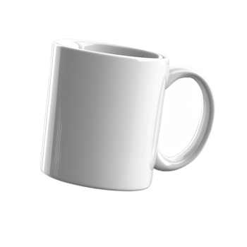 Empty white ceramic mug with smooth surface for branding and promotional use in design projects png