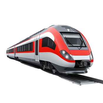 Modern Passenger Train Journey on transparent Background. png