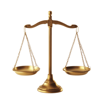 Balanced Gold Scales Justice Image on transparent Background. png