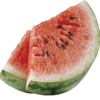 Freshly Cut Watermelon Slice with Bright Red Flesh and Black Seeds on a White Background png