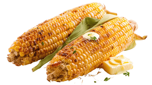 Freshly Grilled Corn on the Cob with Butter and Herbs Ready for Summer BBQ, Perfect for Family Gatherings and Picnics png
