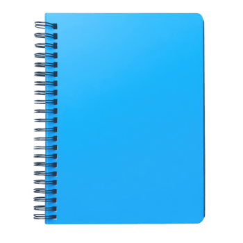 Blue Spiral Notebook Mockup on transparent Background. png