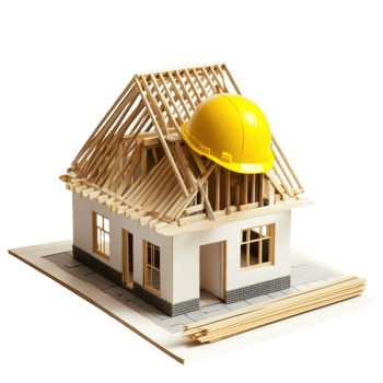 Model House Construction Site on transparent Background. png