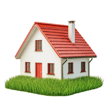 Charming Small House Red Roof on transparent Background. png