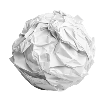 White Crumpled Paper Ball Texture on transparent Background. png