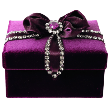 Elegant Purple Velvet Gift Box on transparent Background. png