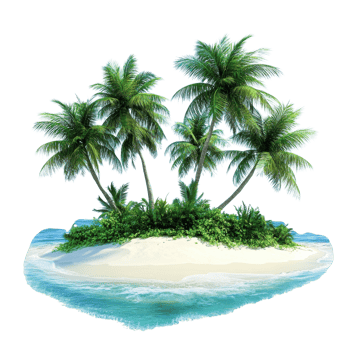 Idyllic Tropical Island Getaway on transparent Background. png
