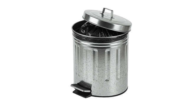 Metal trash bin isolated on transparent background png