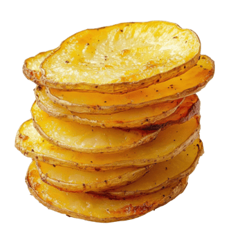 Crispy Baked Potato Slices on transparent Background. png