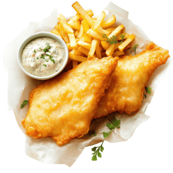 Crispy Fish and Chips Shop on transparent Background. png