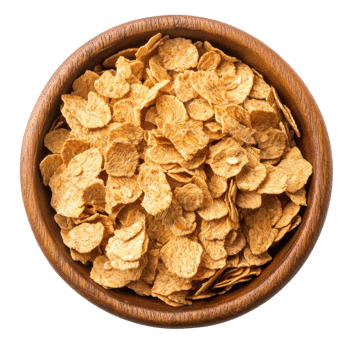 Healthy Wheat Bran Flakes in Bowl on transparent Background. png