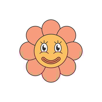Retro groovy flower character with smile vector