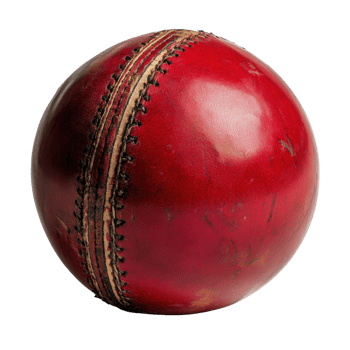 Red Leather Cricket Ball Close Up on transparent Background. png