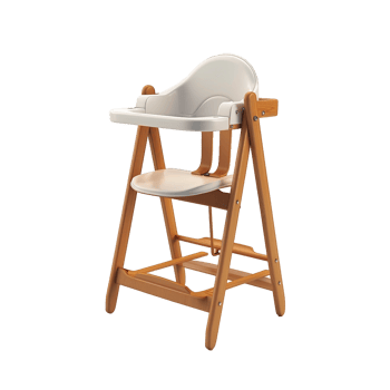 Modern Wooden High Chair for Baby Feeding and Toddler Seating with White Plastic Seat png