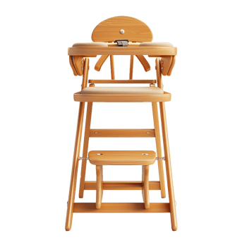 Wooden High Chair with Attached Footrest for Baby and Toddler Feeding png