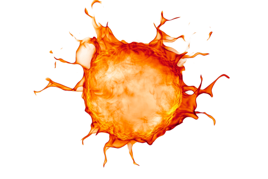 Fiery explosion with splash of orange, hot energy , cut out transparent png