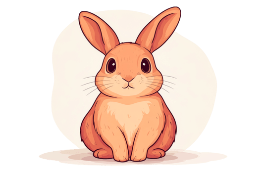 Charming Orange Bunny Rabbit Illustration with Whimsical Features, cut out transparent png