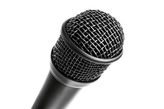 Dynamic microphone close-up, studio equipment, sound technology, audio recording, cut out transparent png