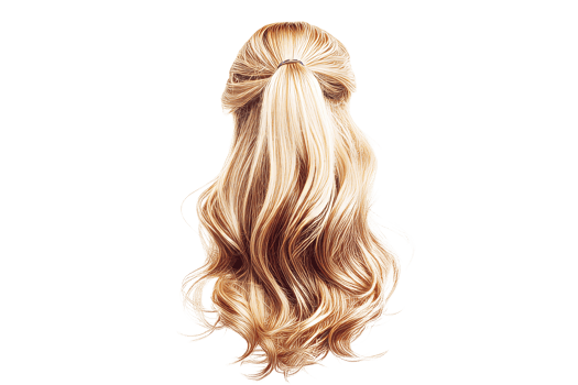 Wavy blonde ponytail, highlighted, fashion, cut out transparent png