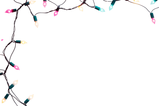 Festive string of lights frame, colorful holiday cheer, cut out transparent png