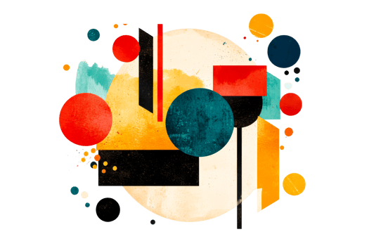 Geometric Composition with Circles, Rectangles, and Textures , cut out transparent png
