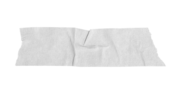 White washi tapes isolated on white. Pieces of decorative tape scrapbooks. Torn paper a cutout transparent background png