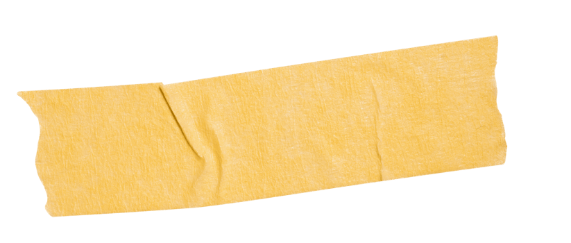 Yellow washi tapes isolated on white. Pieces of decorative tape for scrapbooks. Torn paper transparent background png