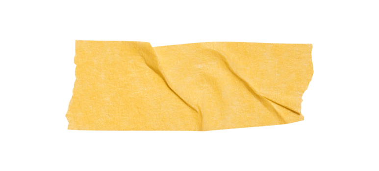 Yellow washi tapes isolated. Pieces of decorative tape for scrapbooks. Torn paper a cutout transparent background png