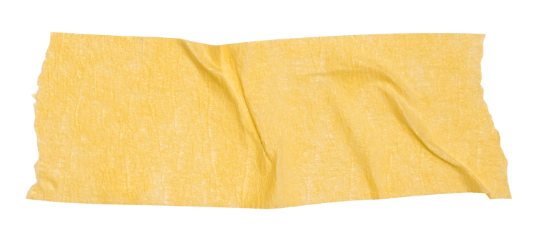 Yellow washi tapes isolated white. Pieces of decorative tape for scrapbooks. Torn paper a cutout transparent background png