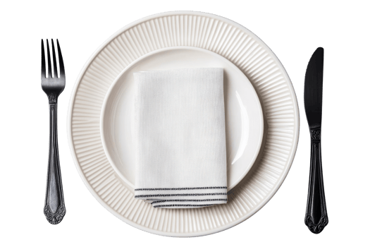 Elegant Table Setting with Plates and Silverware, cut out transparent png